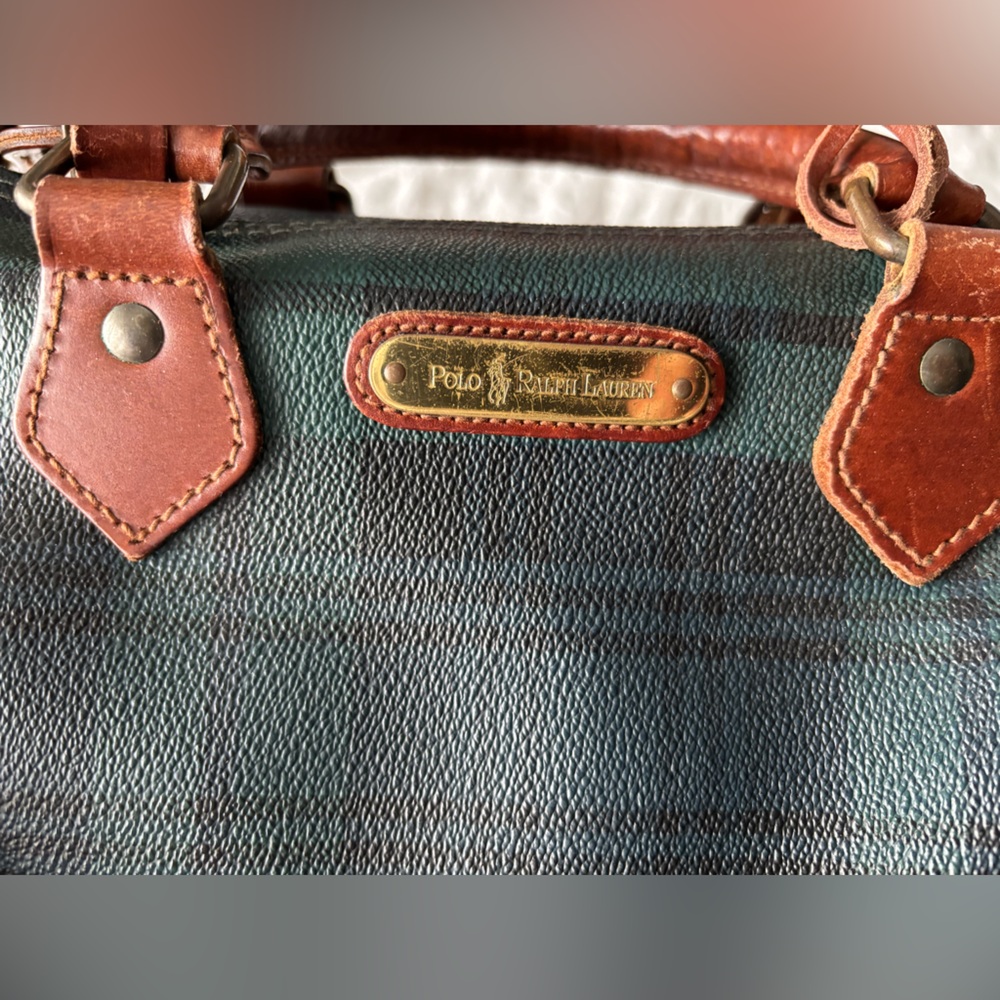 Vintage Polo Ralph Lauren Plaid Boston Satchel Handbag - Picture 13 of 15